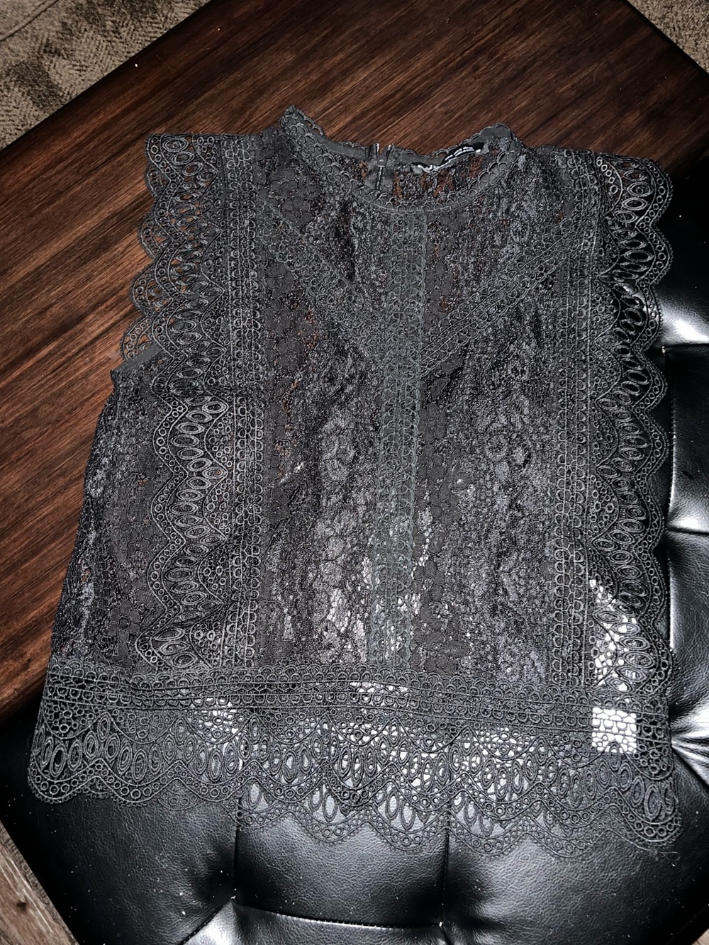 Zara Black Lace Scalloped Sleeveless Camisole